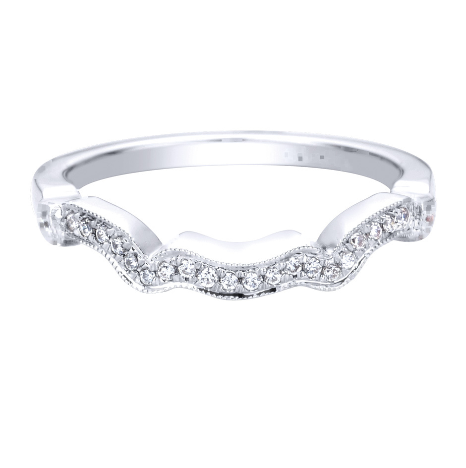 14K White Gold Contemporary Curved Wedding Band